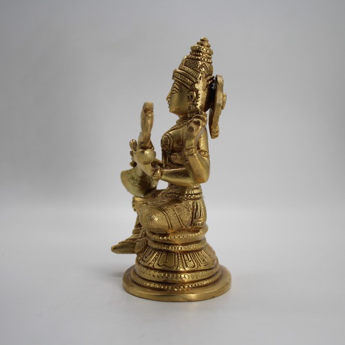 Brass Saraswati ji  Sitting Statue Murti for Pooja Room Home Temple Idol